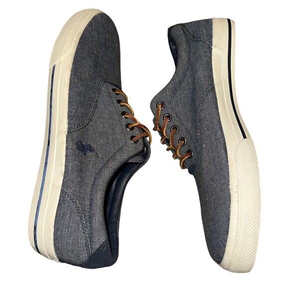 Polo Ralph Lauren Vaughn Denim Blue Canvas Lace Up Sneaker Men's Size 11D - Picture 5 of 11